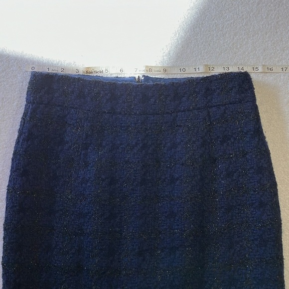 J Crew navy blue and metallic black houndstooth pencil skirt - Picture 4 of 6